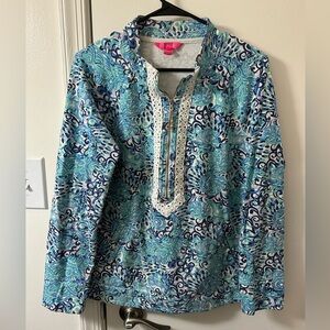 Lilly Pulitzer Janie Popover in "Sea To Shining Sea" - Size Large- UPF 50+